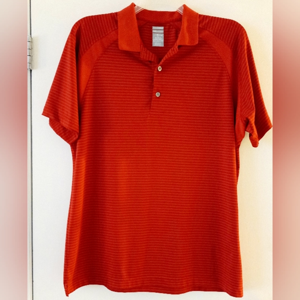 Page & Tuttle cool elite Free swing red striped men's golf polo size Lar…